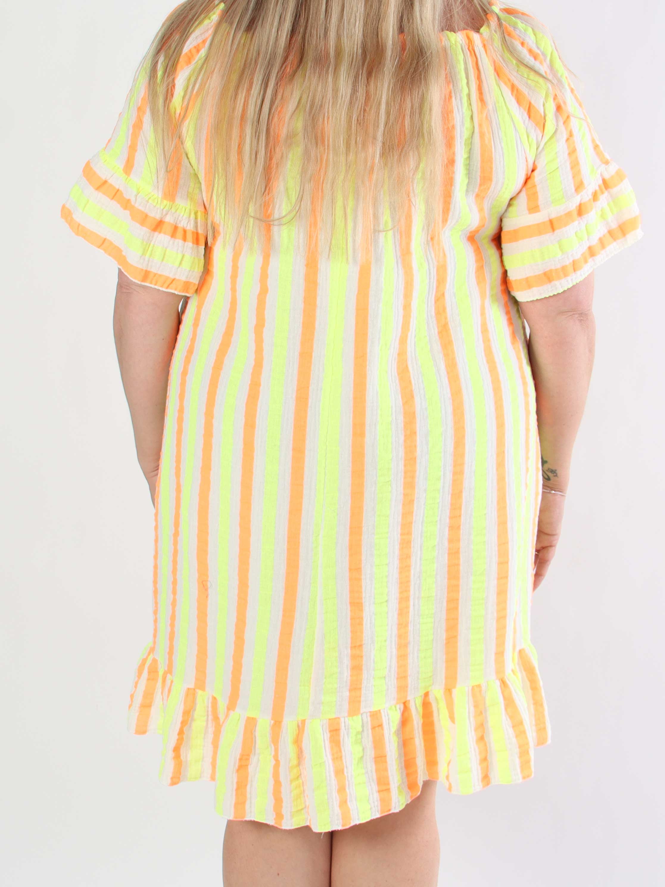 Elsie - Stribet kjole i blødt bomulds bæk og bølge stof